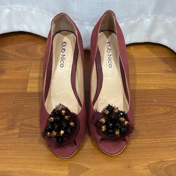 Klub Nico Open Toe Heels Color Wine Red Size 7M - Picture 2 of 16